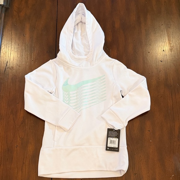 Nike Other - Girls Nike White Pullover Hoodie with Mint Swoosh Graphic